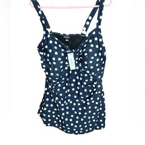 Plus Size Evan’s Navy Blue with White Polka Dots 1 Pc Swimdress Size 24